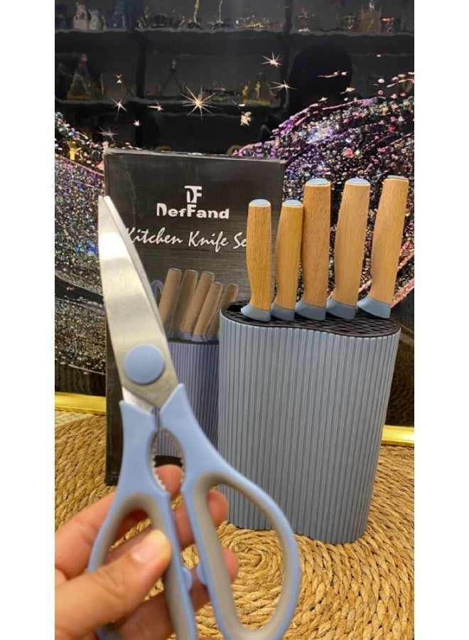 نيرفا طقم سكاكين عصري ٧ في ١ ٥ سكاكين بأحجام مختلفة + مقص + مبراة سكاكين مبراة سكاكين أنيقة للغاية لمطبخك - Image 4